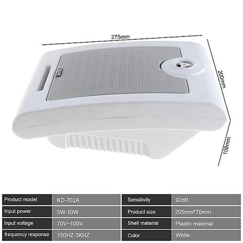 KD-702 10W Fashion Wall-mounted Ceiling Speaker Public Broadcast Speaker For Park / School / Shopping Mall / Railway Station HT-S