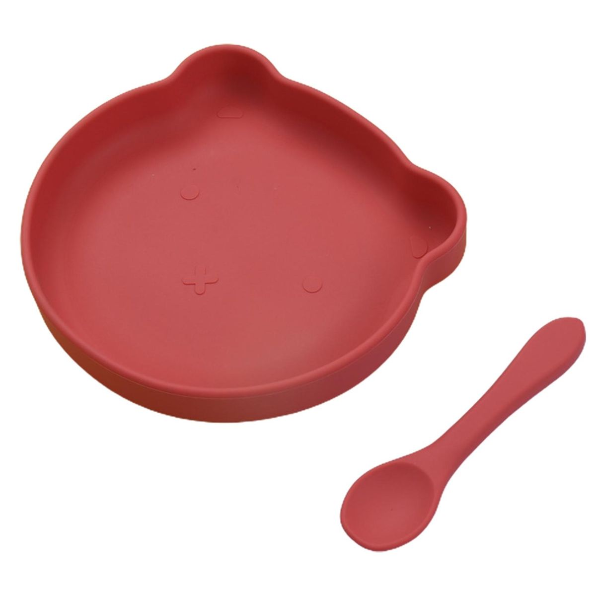 Baby Feeding Plate Silicone Toddlers Eating Dish Bowl Red