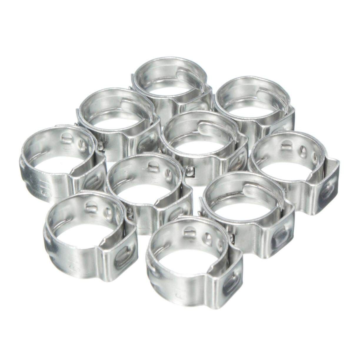 10pcs Stainless Steel Ear Clamp Clips Air Silicone Water Fuel Hose Pipe Jubilee