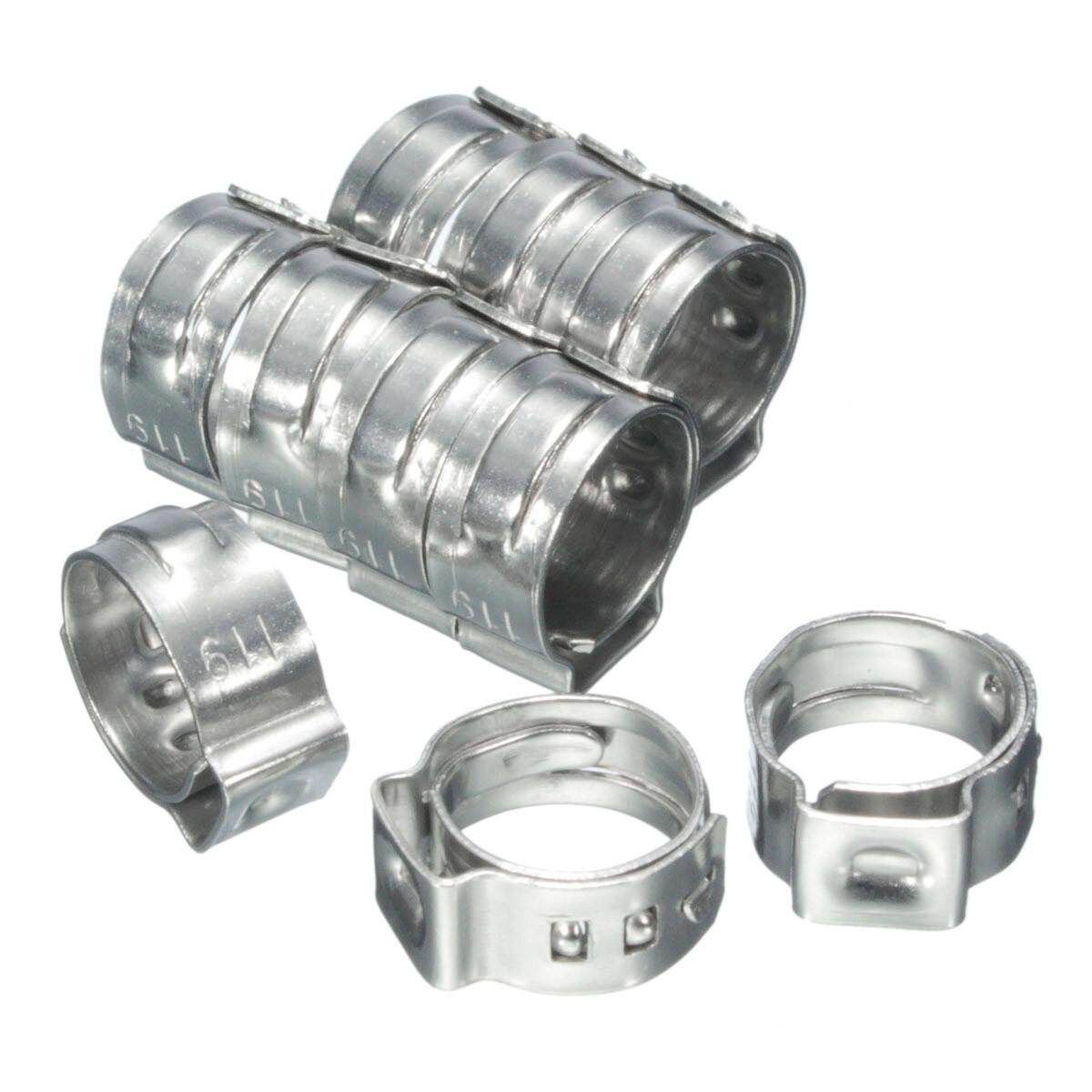 10pcs Stainless Steel Ear Clamp Clips Air Silicone Water Fuel Hose Pipe Jubilee