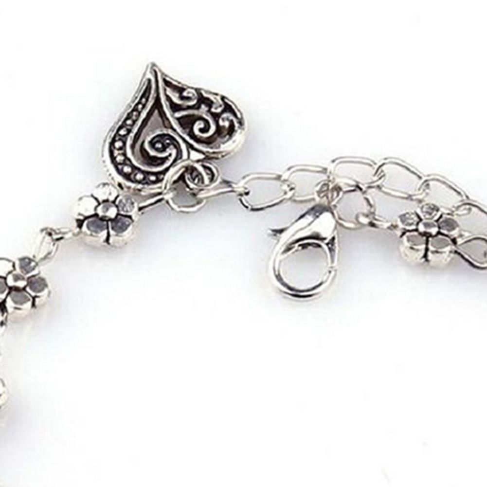 Boho Women Flower Heart Pendant Ankle Foot Bracelet-