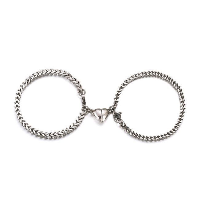 2pcs/set Couple Magnetic Bracelet-Silve