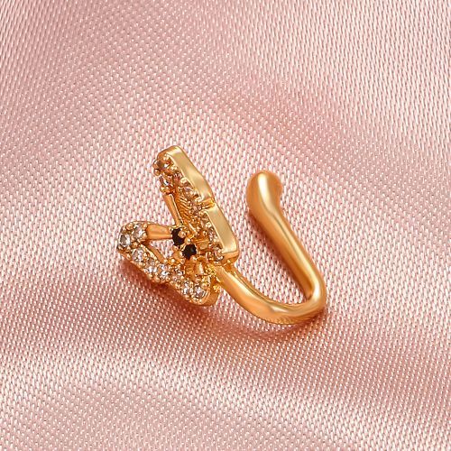 U-shaped Nose Ring Diamond Inlaid Butterfly Nose Nail Hole Free Nose Clip