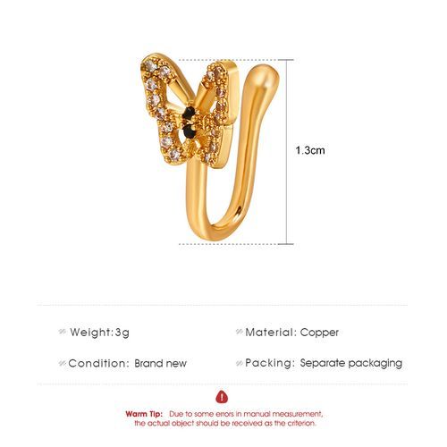 U-shaped Nose Ring Diamond Inlaid Butterfly Nose Nail Hole Free Nose Clip