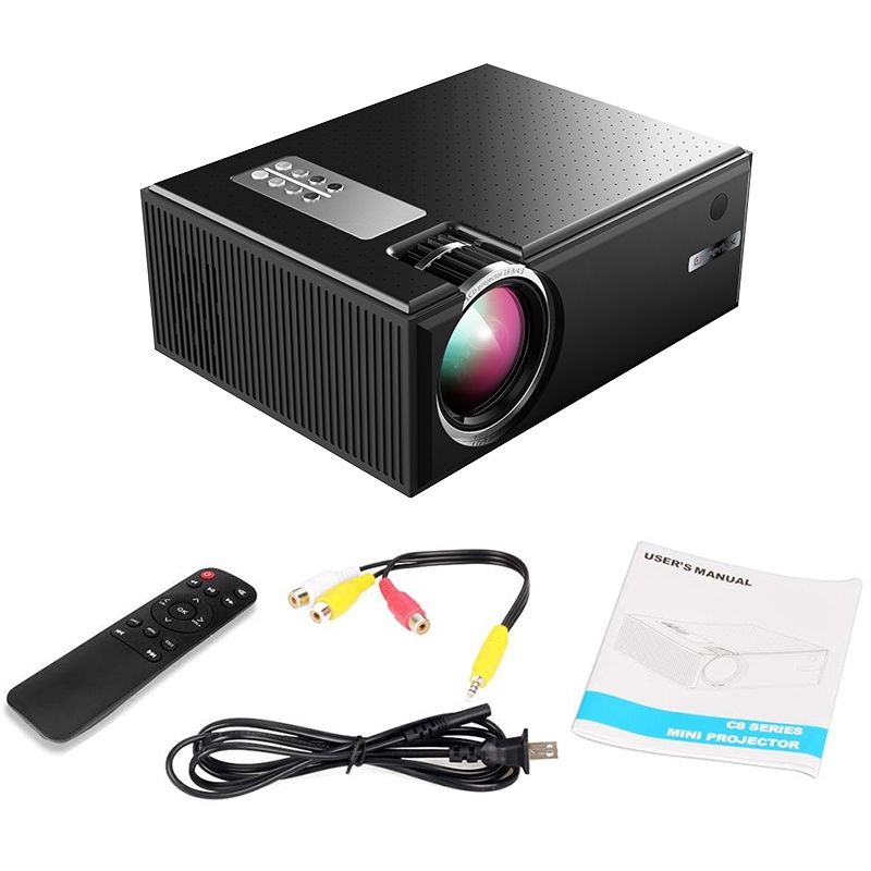 Cheerlux C8 1800 Lumens 1280x800 720P 1080P HD WiFi Smart Projector, Support HDMI / USB / VGA / AV(Black)
