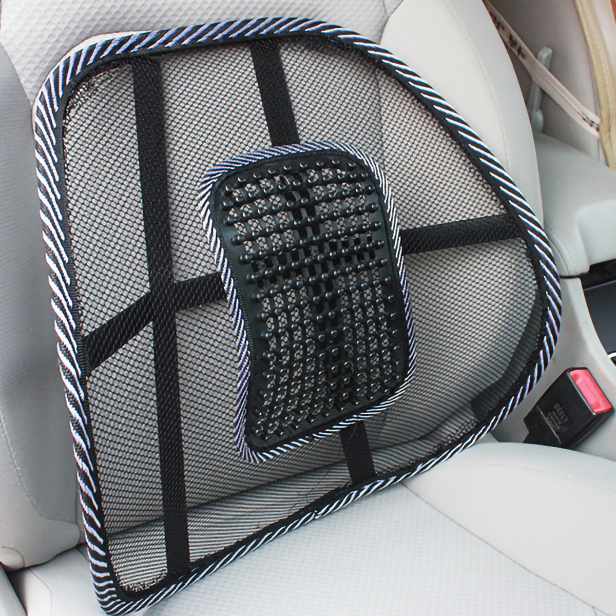 Car Seat Waist Pillow Mesh Massage Beads Breathable Back