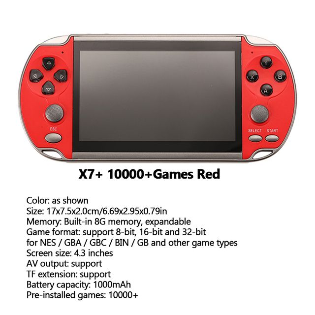 X7/X12 Plus Retro Game Console 4.3/7.1 Inch HD Screen Arcade Stick Portable Handheld Game Players B