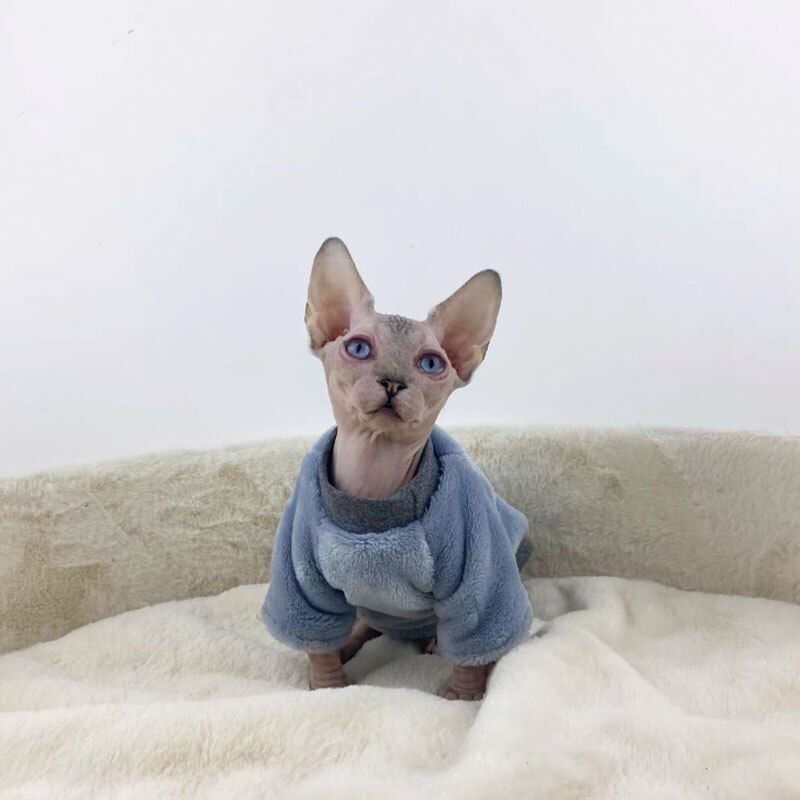 Hairless Cat Sphinx Cat Clothes Winter Thickened Flannel Jacket Warm-