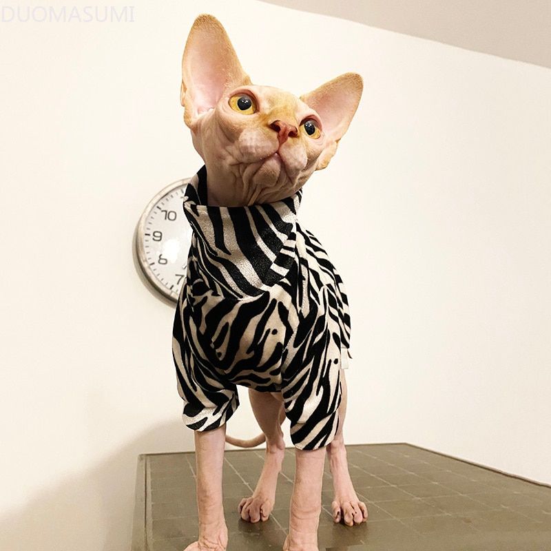 Soft Baby-Fabric Bottoming Shirt For Hairless Cat Clothes Autumn-Zabra