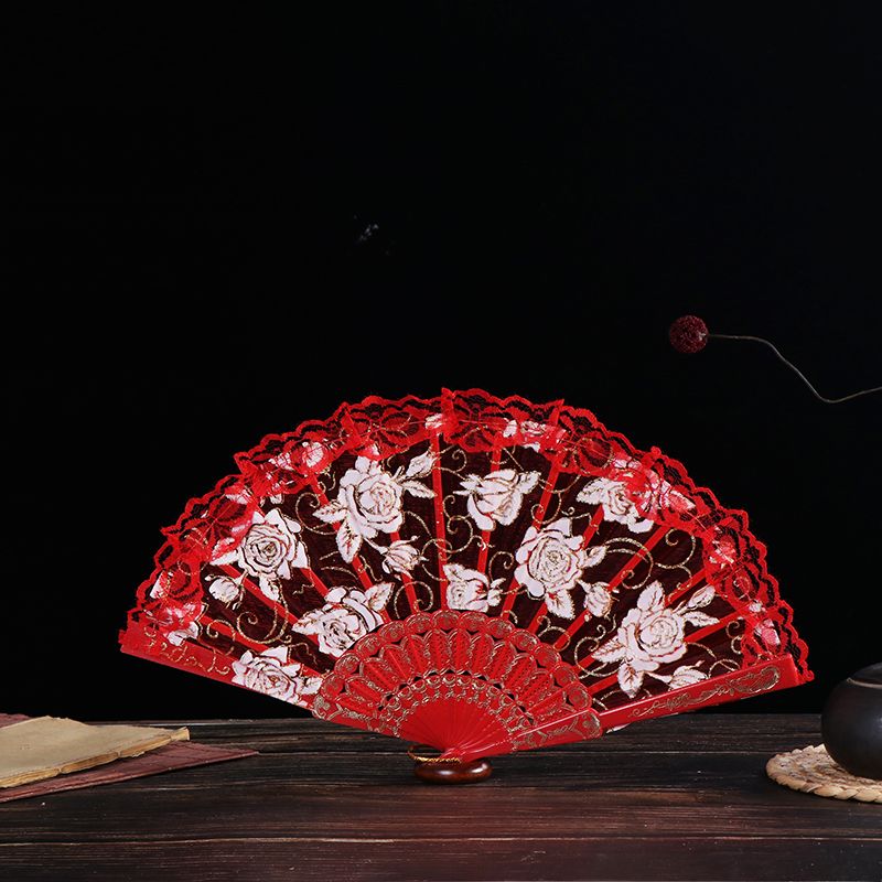Wedding Fan Dance Best Folding Party Chinese Held Flower Lace Style Hand