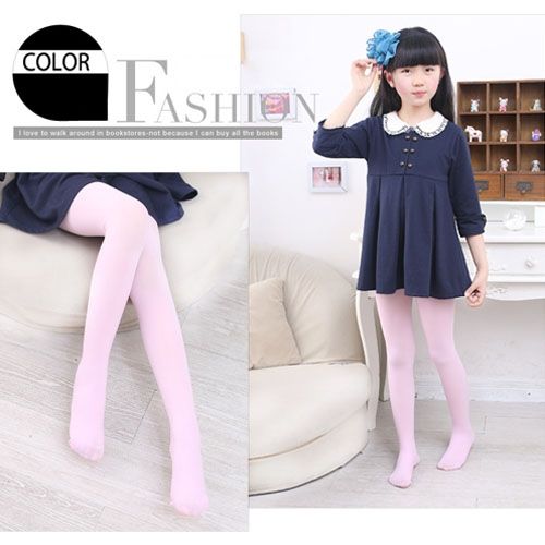 Spring Summer Autumn Solid Color Pantyhose Ballet Dance Tights For Kids, Size:S (Pink)
