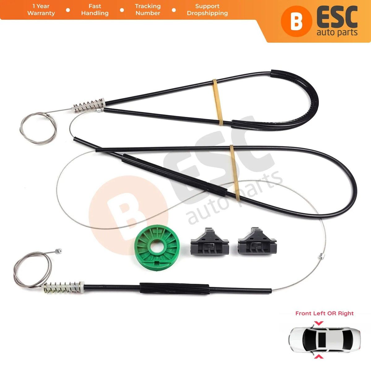 ESC Auto Parts EWR556 Electrical Power Window Regulator Repair Kit Front Left or Right Door for Seat Ibiza Coupe 1999-2002