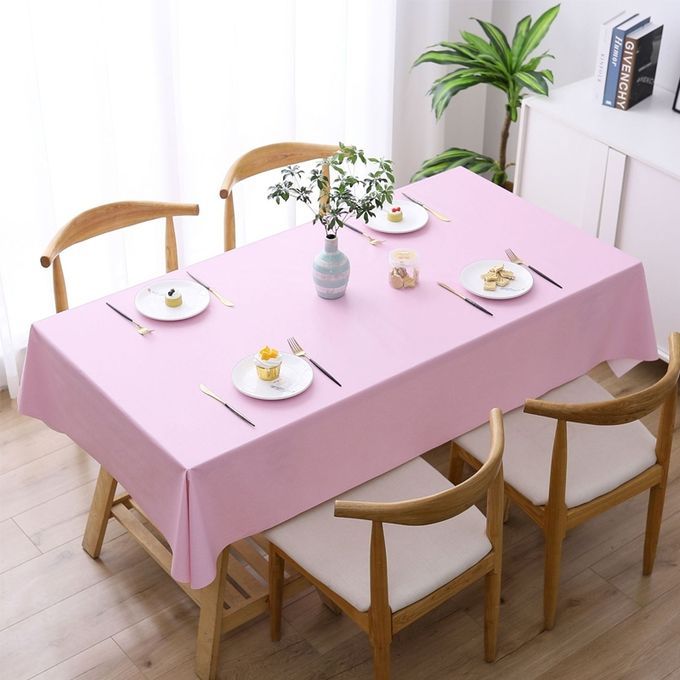 140x220cm	 Solid Color PVC Waterproof Oil-Proof And Scald-Proof Disposable Tablecloth(Pink)