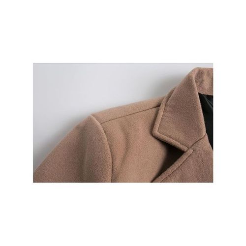 Khaki Autumn Winter New Men Woolen Coat Wool Mid-length Trench Single-breasted Jacket Male