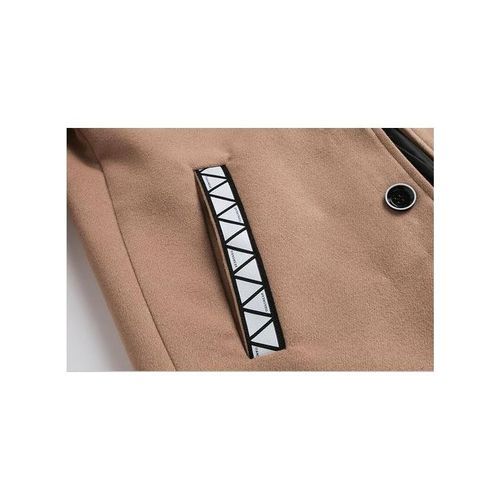 Khaki Autumn Winter New Men Woolen Coat Wool Mid-length Trench Single-breasted Jacket Male