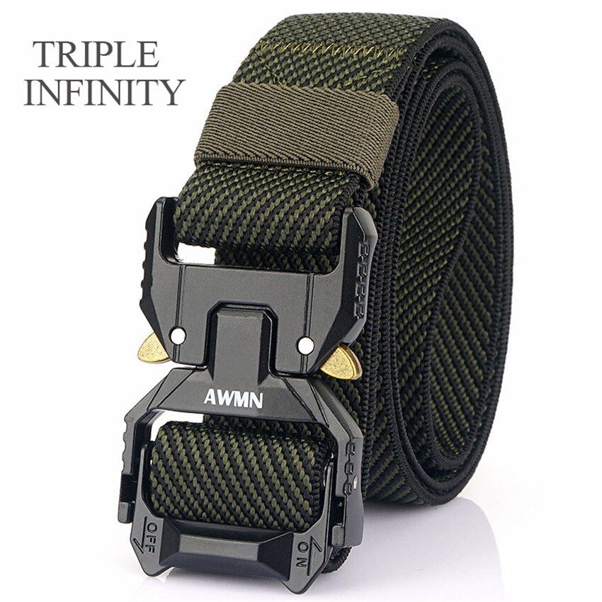 Elastic Tactical Belt Multifunctional Quality Nylon Men's Belt Durable  Male Jeans Trousers Belt Outdoor Sports Accessories-Green Belt B