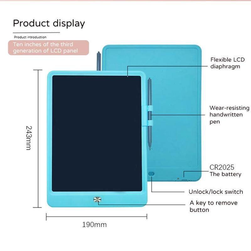 10Inch LCD Drawing Tablet for Children'S Toys Painting Tools Electronics Writing Board Kids EducationalBlack