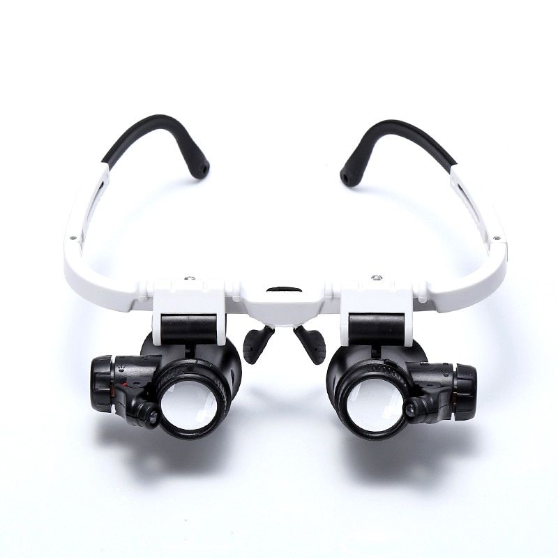 Head-Mounted 8X 15X 23X LED Magnifier Double Eye Glasses Loupe Lens Jeweler Watch Repair Measurement With LED Lamp BIL