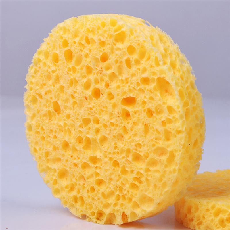 50pcs Natural Wood Pulp Facial Washing Sponges Cellulose Compress Cosmetic Puff Face Care Cleansing Makeup Remover Tools 70&times;8mm Yellow