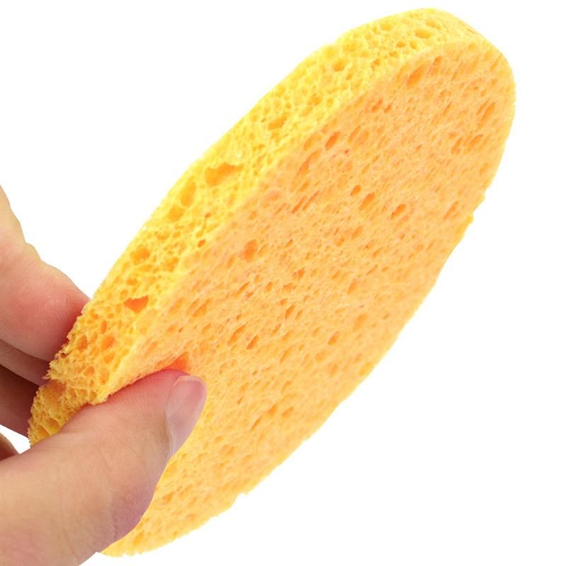 50pcs Natural Wood Pulp Facial Washing Sponges Cellulose Compress Cosmetic Puff Face Care Cleansing Makeup Remover Tools 70&times;8mm Yellow