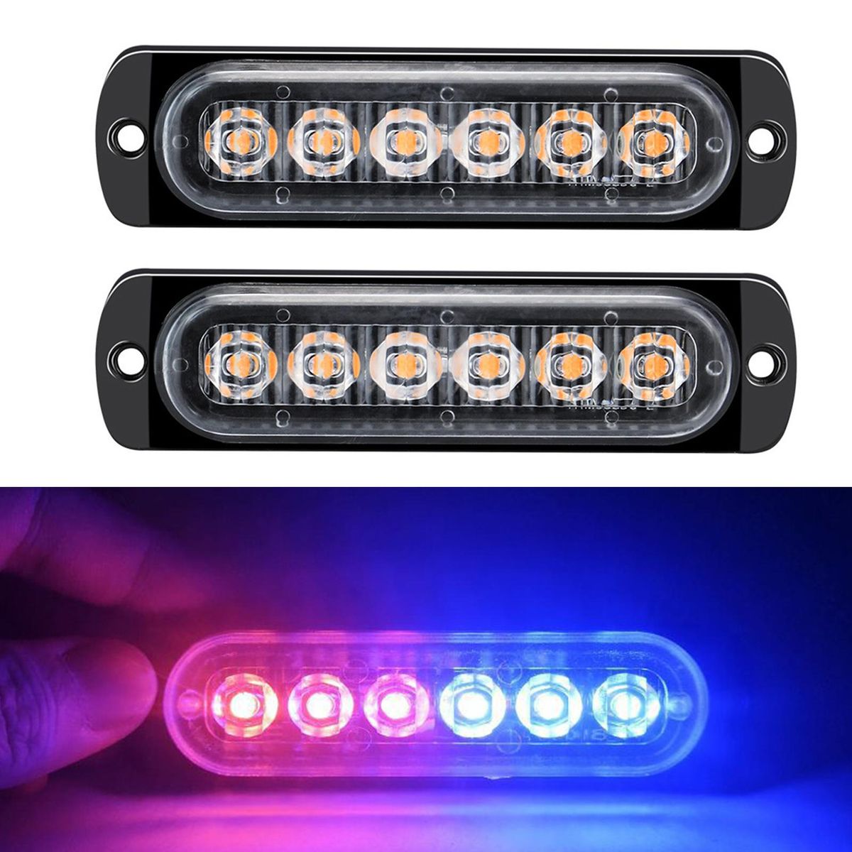 2Pcs 12-24V LED Strobe Warning Lights Warning Emergency Flashing Lights Caution Light Bar for Car Truck Van ATV SUV Yacht Vehicle