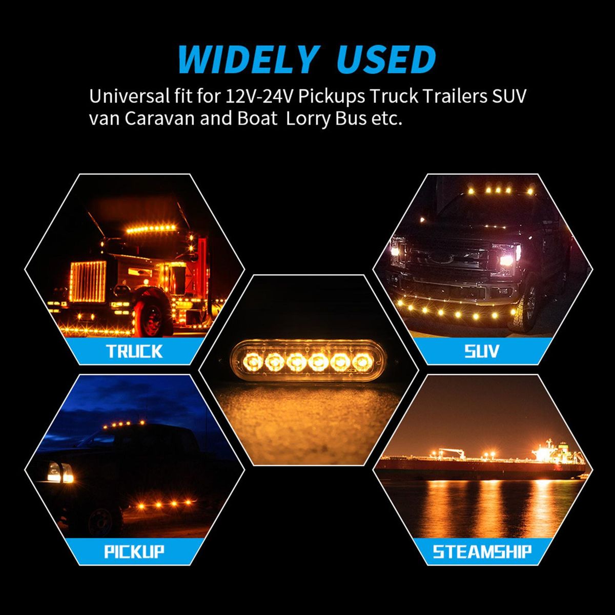 2Pcs 12-24V LED Strobe Warning Lights Warning Emergency Flashing Lights Caution Light Bar for Car Truck Van ATV SUV Yacht Vehicle
