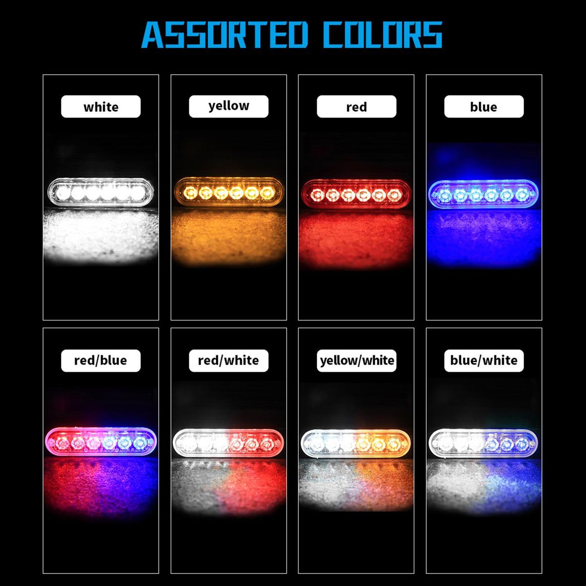 2Pcs 12-24V LED Strobe Warning Lights Warning Emergency Flashing Lights Caution Light Bar for Car Truck Van ATV SUV Yacht Vehicle