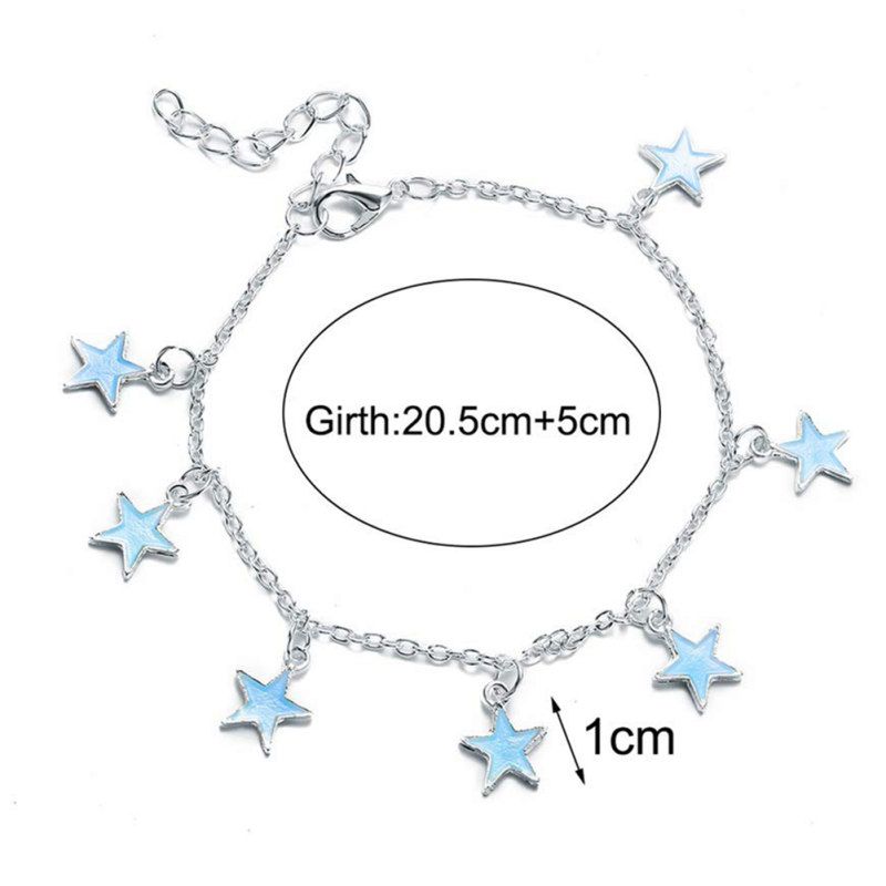 Women Elegant Beach Luminous Blue Star Pendant Anklets