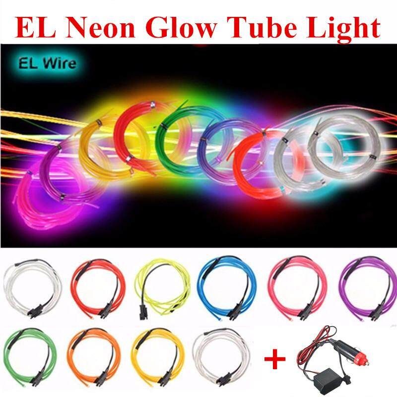 V1NF Flexible Neon Cold Light Glow Strip Rope EL Wire With 12V Inverter For Car Light Green White