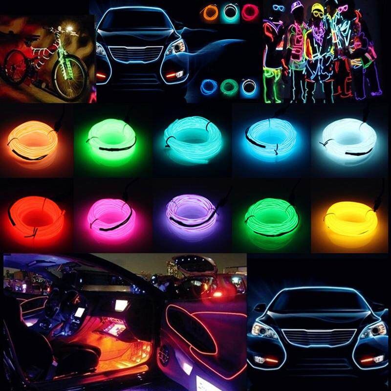 V1NF Flexible Neon Cold Light Glow Strip Rope EL Wire With 12V Inverter For Car Light Green White