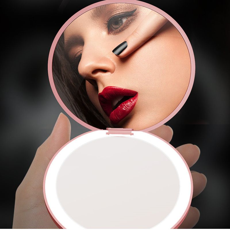 Mini Portable Lights LED Makeup Mirror Hand Hold Foldable