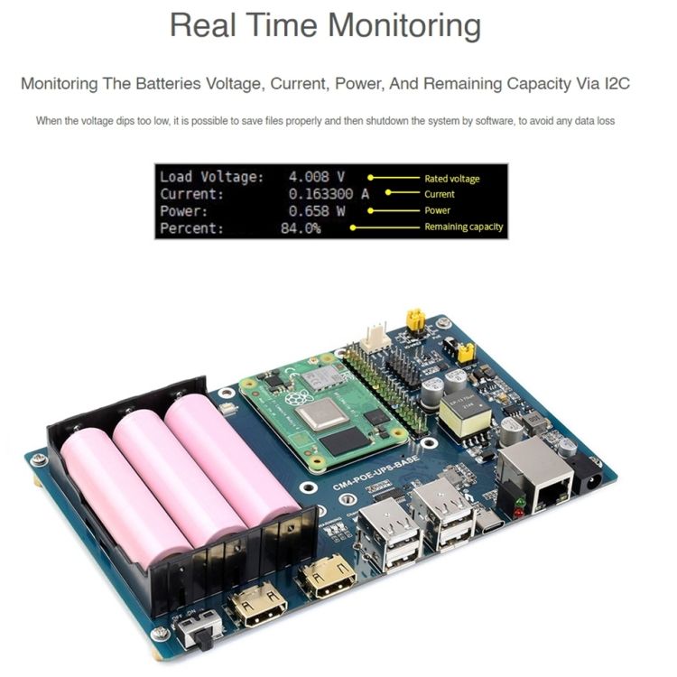 Waveshare PoE UPS Base Board For Raspberry Pi CM4