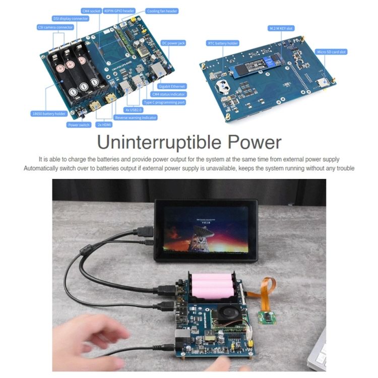 Waveshare PoE UPS Base Board For Raspberry Pi CM4