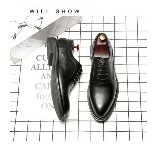 Mens Plus Size Formal Leather Dress Shoes - Black