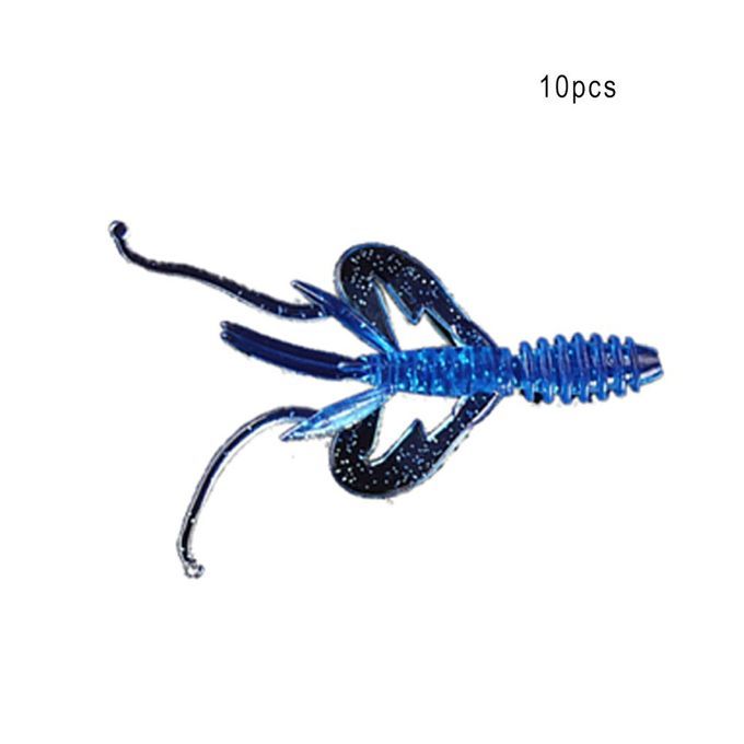 10p S Bagged Road Lure Soft Bait Soft Inse T Thread Single Winged Worm-Blue