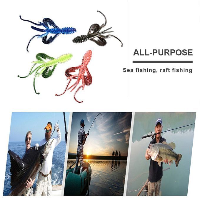 10p S Bagged Road Lure Soft Bait Soft Inse T Thread Single Winged Worm-Blue