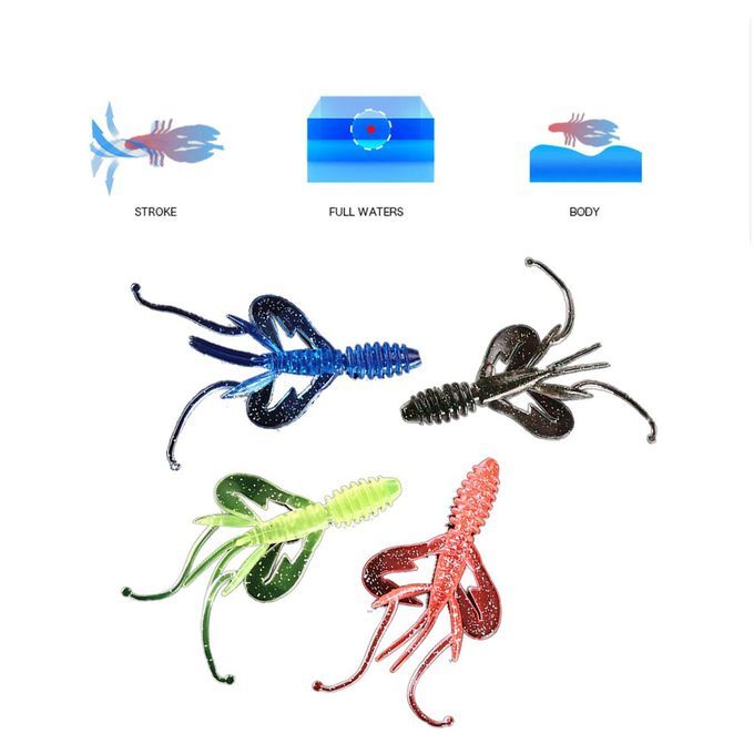 10p S Bagged Road Lure Soft Bait Soft Inse T Thread Single Winged Worm-Blue