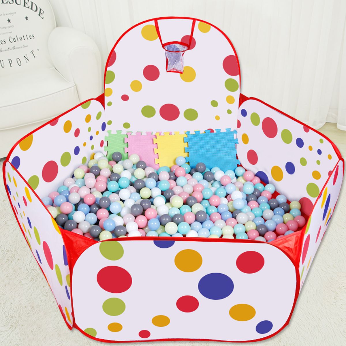 Foldable Basketball Pool Baby Game Tent Ball Pool Play Mat Pool 150cm