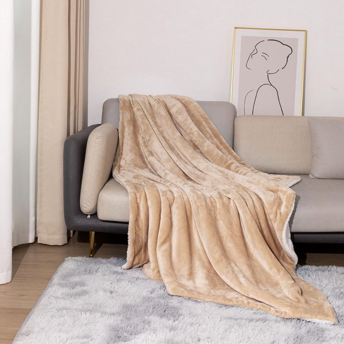 Winter Blanket Office Dorm Warm Napping Throw Blanket Camel