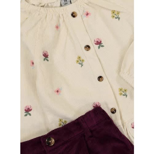 Corduroy Top & Shorts With Tights 3pc Set