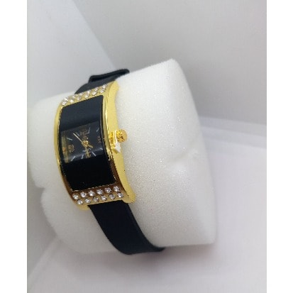 Women's Crystal Silicone Strap Watch - Black