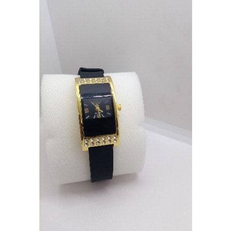 Women's Crystal Silicone Strap Watch - Black