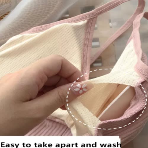 Stretchy Silk Cotton Camisole Bra Combo With Removable Pads - Pink