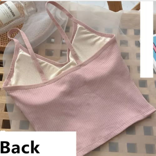 Stretchy Silk Cotton Camisole Bra Combo With Removable Pads - Pink