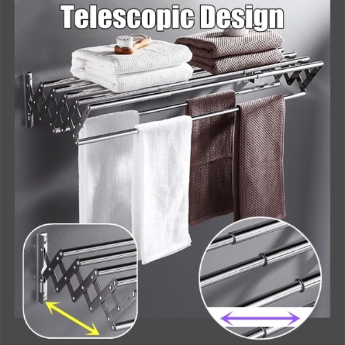 Stainless Steel Wall Mount Expandable Towel Rack