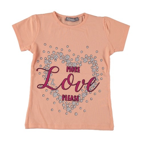 More Love Please Girl T-shirt - Peach