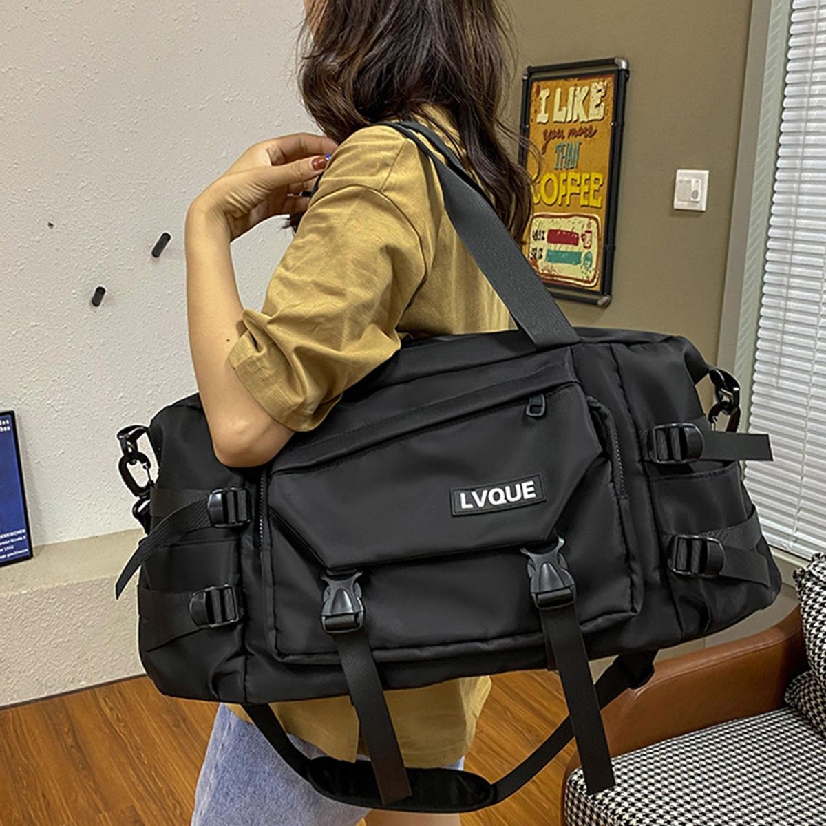 Travel Bag Casual Workwear Style Travel Duffel Bag Black