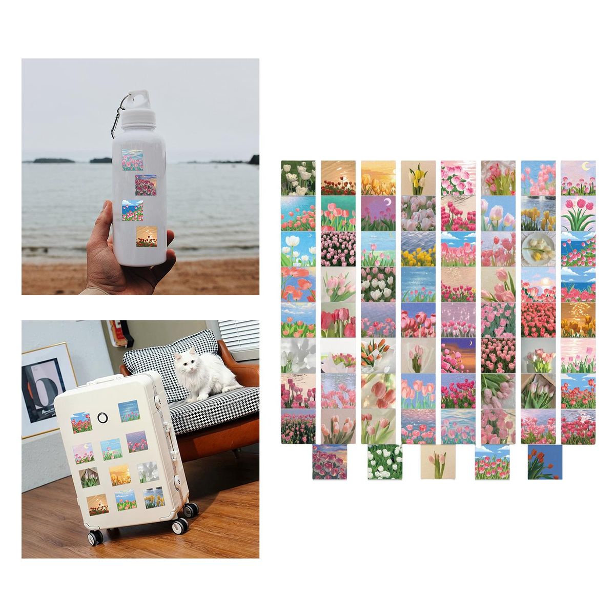 69x Flowers Stickers DIY Guitar Skateboard Water Bottles Cartoon