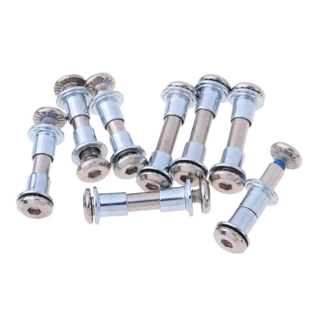 8pcs Aluminum Alloy Inline Skate Wheel Screw Nail Roller Skates Axle Bolts Silver