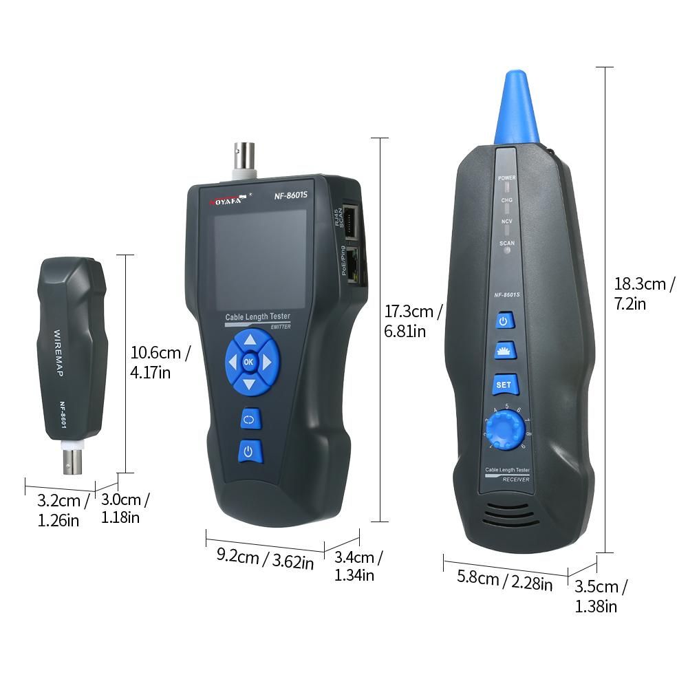 NOYAFA Telephone Wire Tracker Electrical Line Finding Testing Cable Tester Handheld Line Finder Cable Detector Wire Measuring Instrument for Network Maintenance Collation For RJ45 RJ11 BNC Metal Cable PING/POE